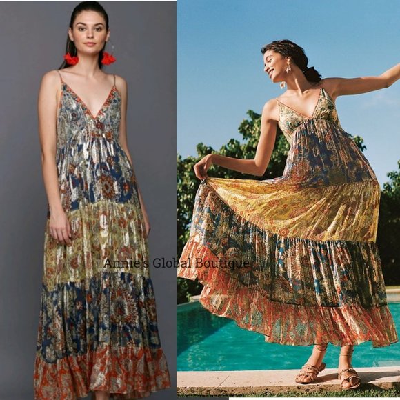 RARE NWT ANTHROPOLOGIE Verb Echo Tiered Maxi Dress - Picture 10 of 16